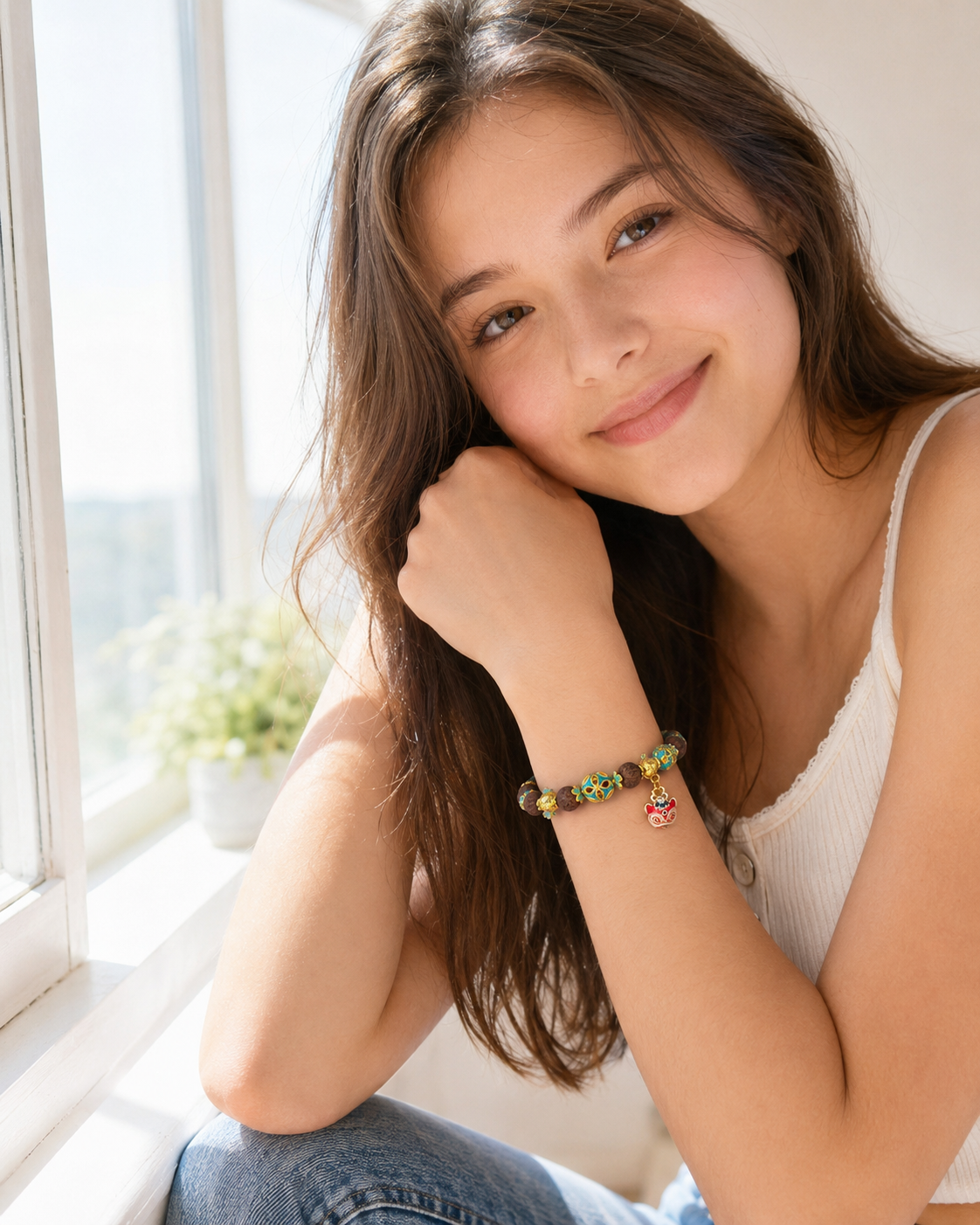 Open Sky | Lake Blue Agarwood & Enamel Bracelet
