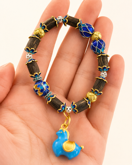 Open Possibility | Cloisonné Blue Agarwood & Enamel Bracelet