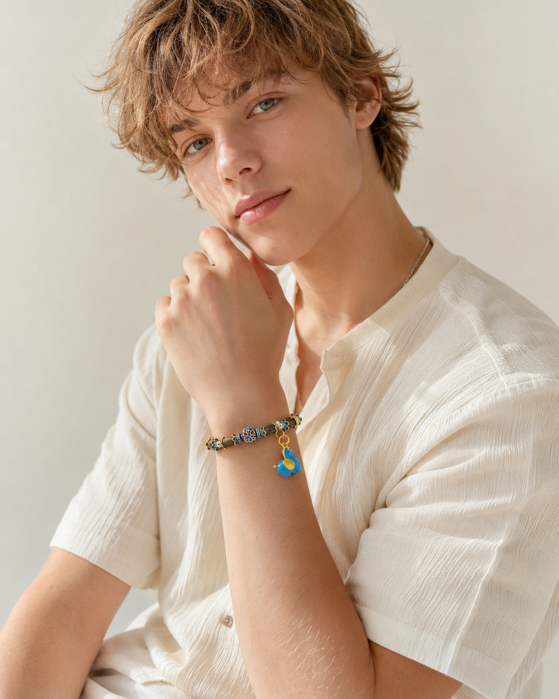 Open Possibility | Cloisonné Blue Agarwood & Enamel Bracelet