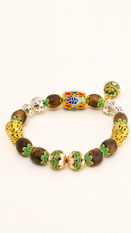 Clear Mind | Lake Blue Agarwood & Enamel Bracelet