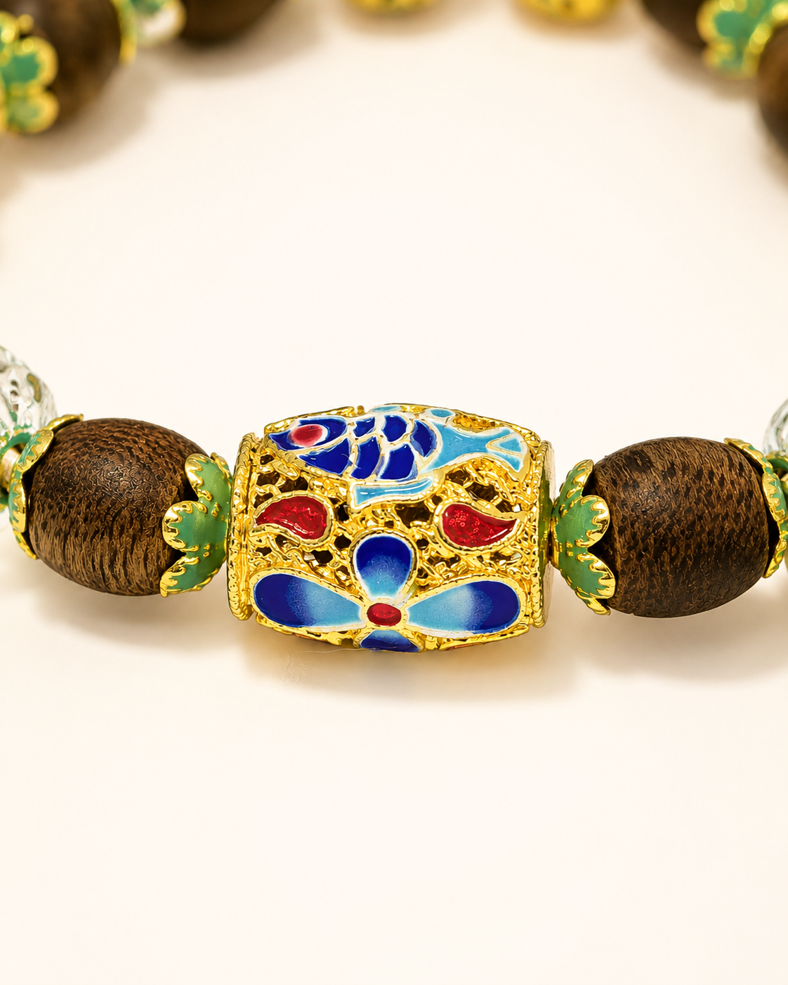 Clear Mind | Lake Blue Agarwood & Enamel Bracelet