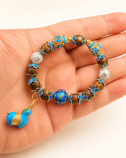 Hidden Horizon | Cloisonné Blue Agarwood & Enamel Bracelet