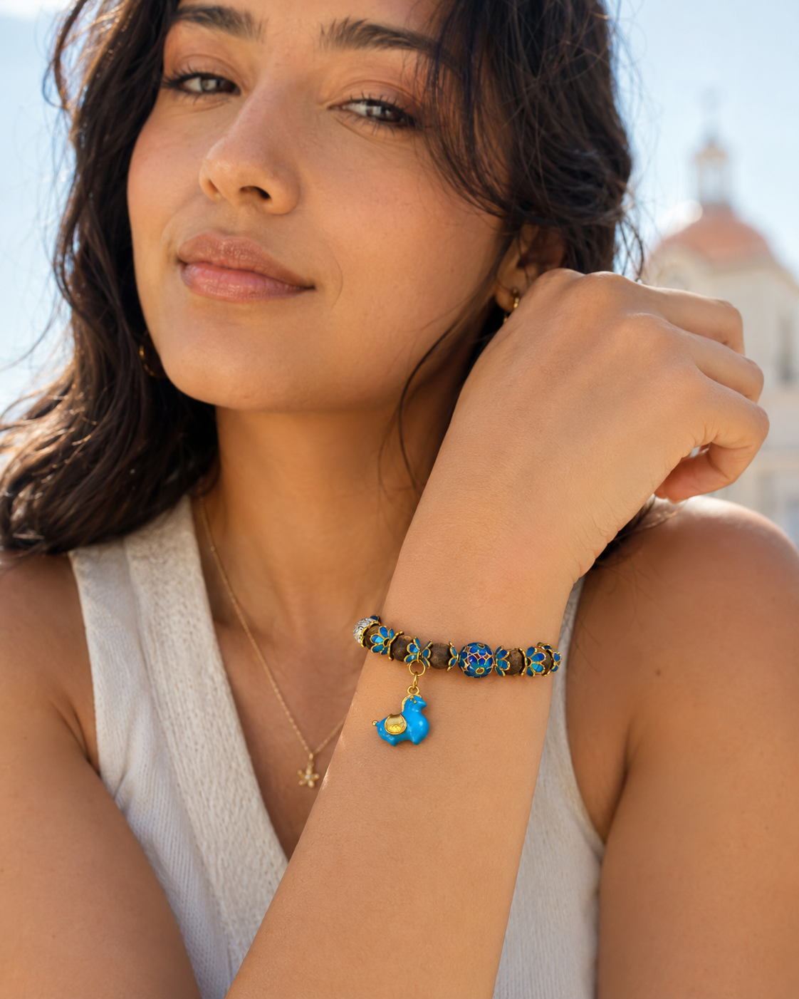 Hidden Horizon | Cloisonné Blue Agarwood & Enamel Bracelet