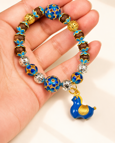 Mystic Clarity | Cloisonné Blue Agarwood & Enamel Bracelet