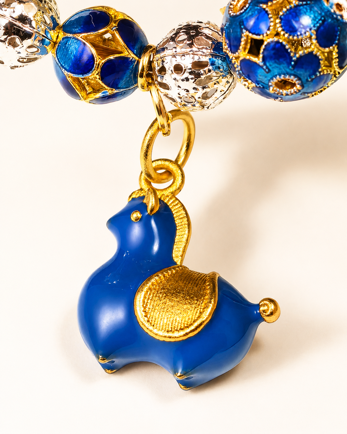 Mystic Clarity | Cloisonné Blue Agarwood & Enamel Bracelet