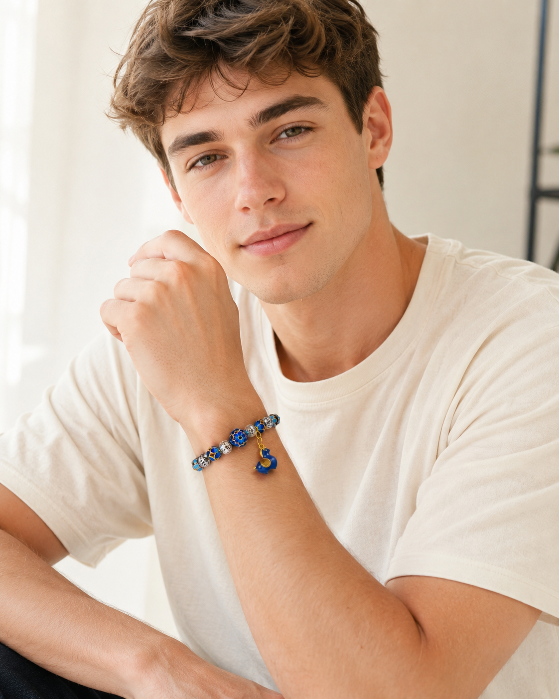 Mystic Clarity | Cloisonné Blue Agarwood & Enamel Bracelet