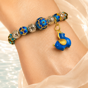 Mystic Clarity | Cloisonné Blue Agarwood & Enamel Bracelet