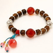Silent Fire | Burgundy Agarwood & Enamel Bracelet