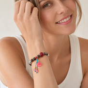 Silent Fire | Burgundy Agarwood & Enamel Bracelet