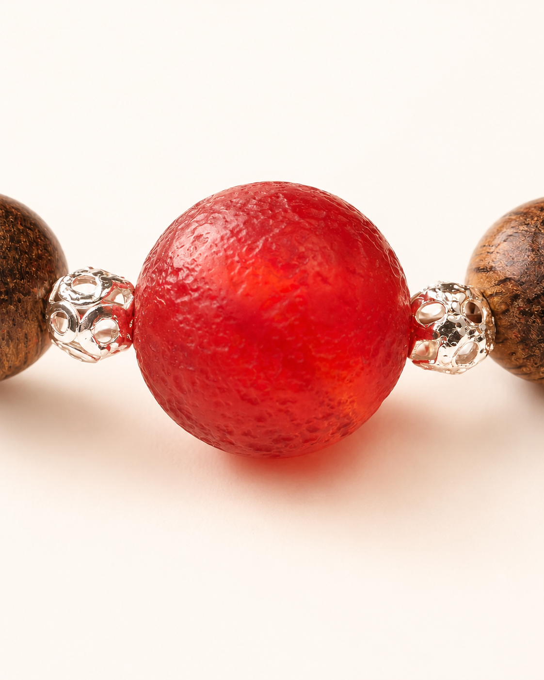 Brave Heart | Burgundy Agarwood & Enamel Bracelet