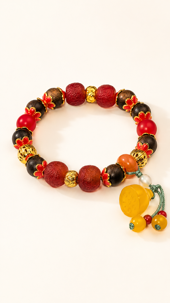 Enduring Flame | Burgundy Agarwood & Enamel Bracelet