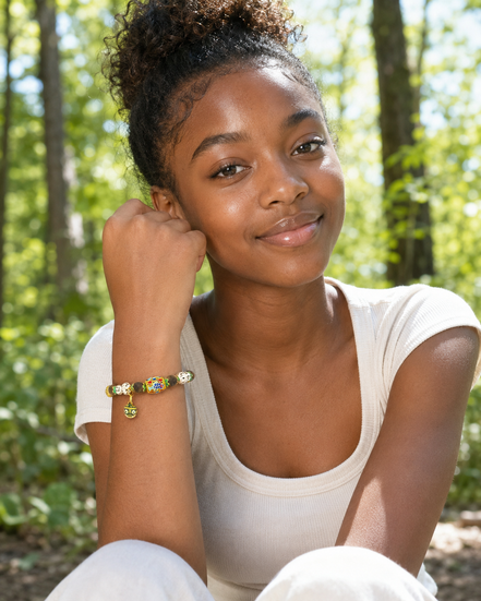 Clear Mind | Lake Blue Agarwood & Enamel Bracelet