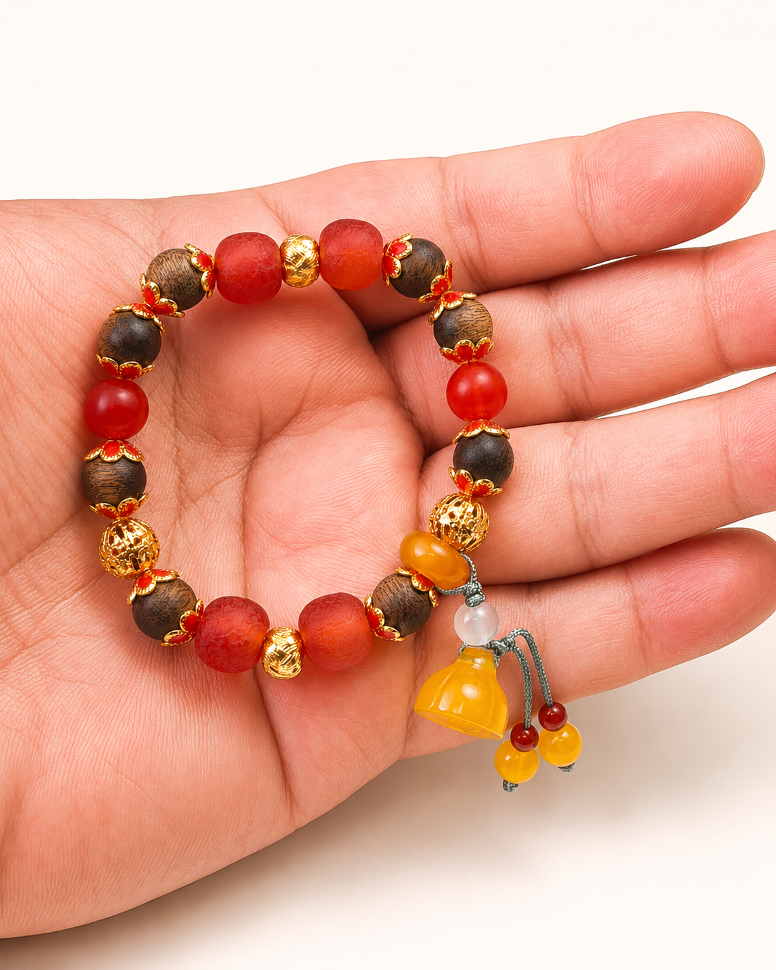 Enduring Flame | Burgundy Agarwood & Enamel Bracelet