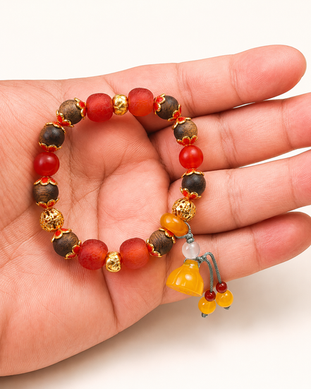 Enduring Flame | Burgundy Agarwood & Enamel Bracelet