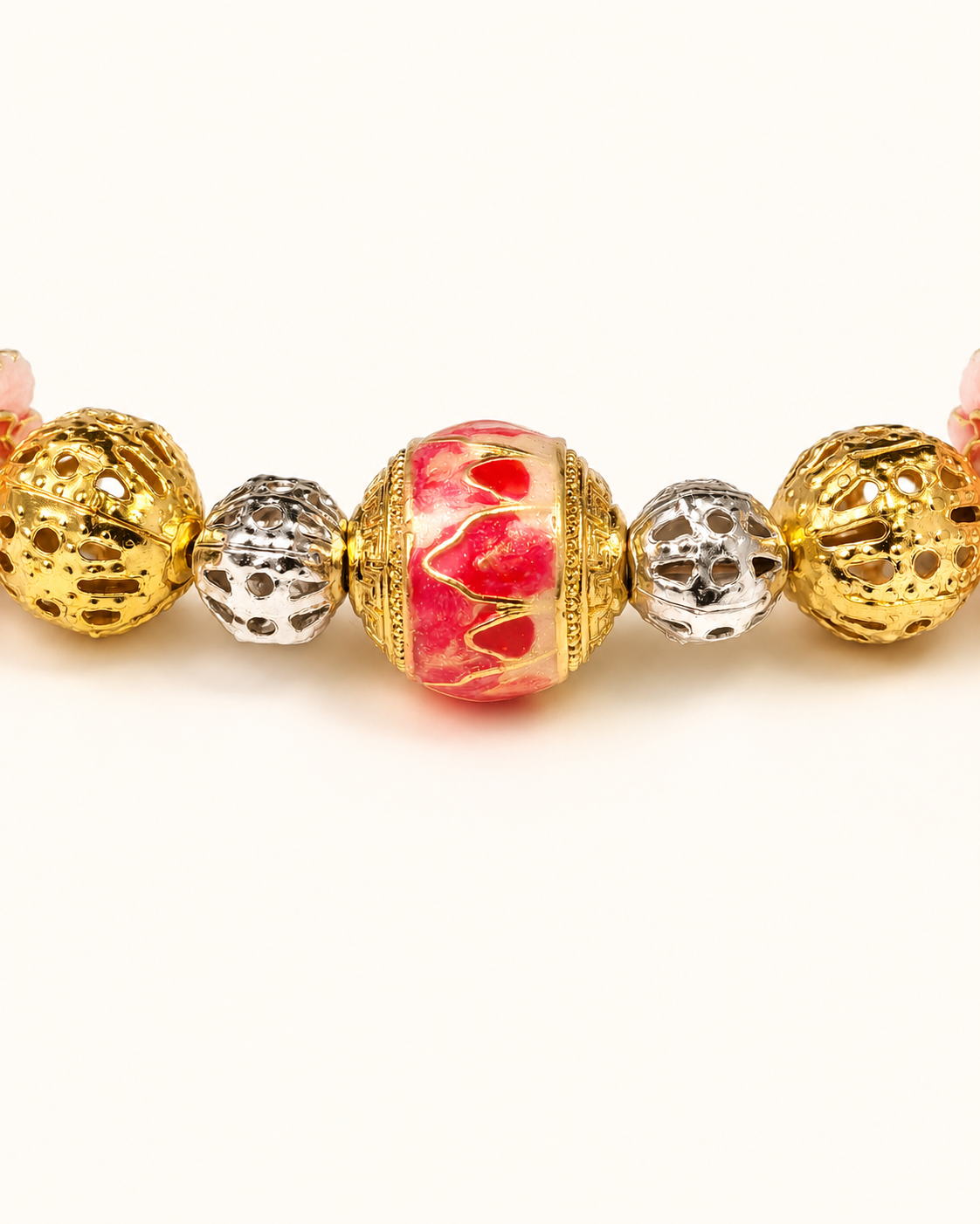 Warm Light | Blush Pink Agarwood & Enamel Bracelet