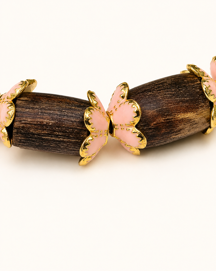 Warm Light | Blush Pink Agarwood & Enamel Bracelet