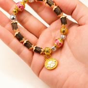Warm Light | Blush Pink Agarwood & Enamel Bracelet