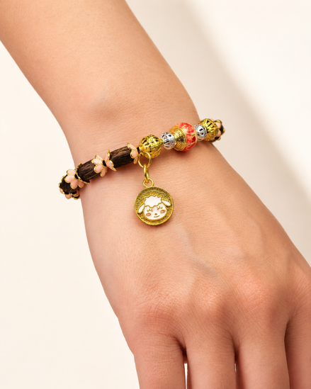 Warm Light | Blush Pink Agarwood & Enamel Bracelet