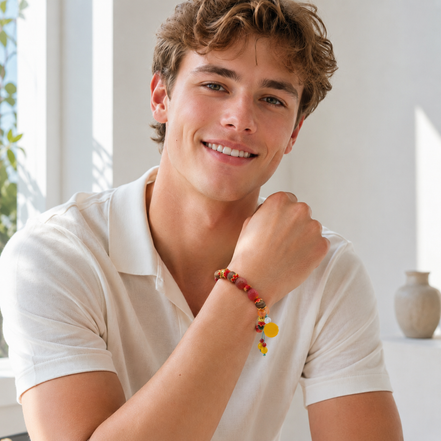 Enduring Flame | Burgundy Agarwood & Enamel Bracelet
