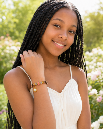 Warm Light | Blush Pink Agarwood & Enamel Bracelet