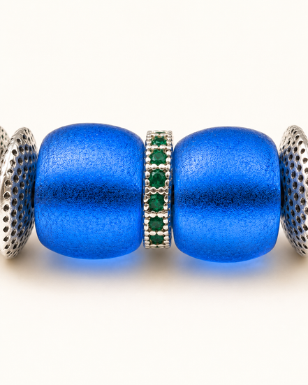 Calm Soul | Royal Blue Agarwood & Enamel Bracelet