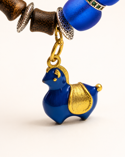 Calm Soul | Royal Blue Agarwood & Enamel Bracelet