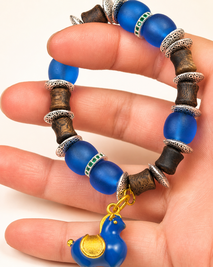 Calm Soul | Royal Blue Agarwood & Enamel Bracelet