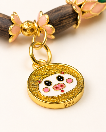 Soft Heart | Blush Pink Agarwood & Enamel Bracelet