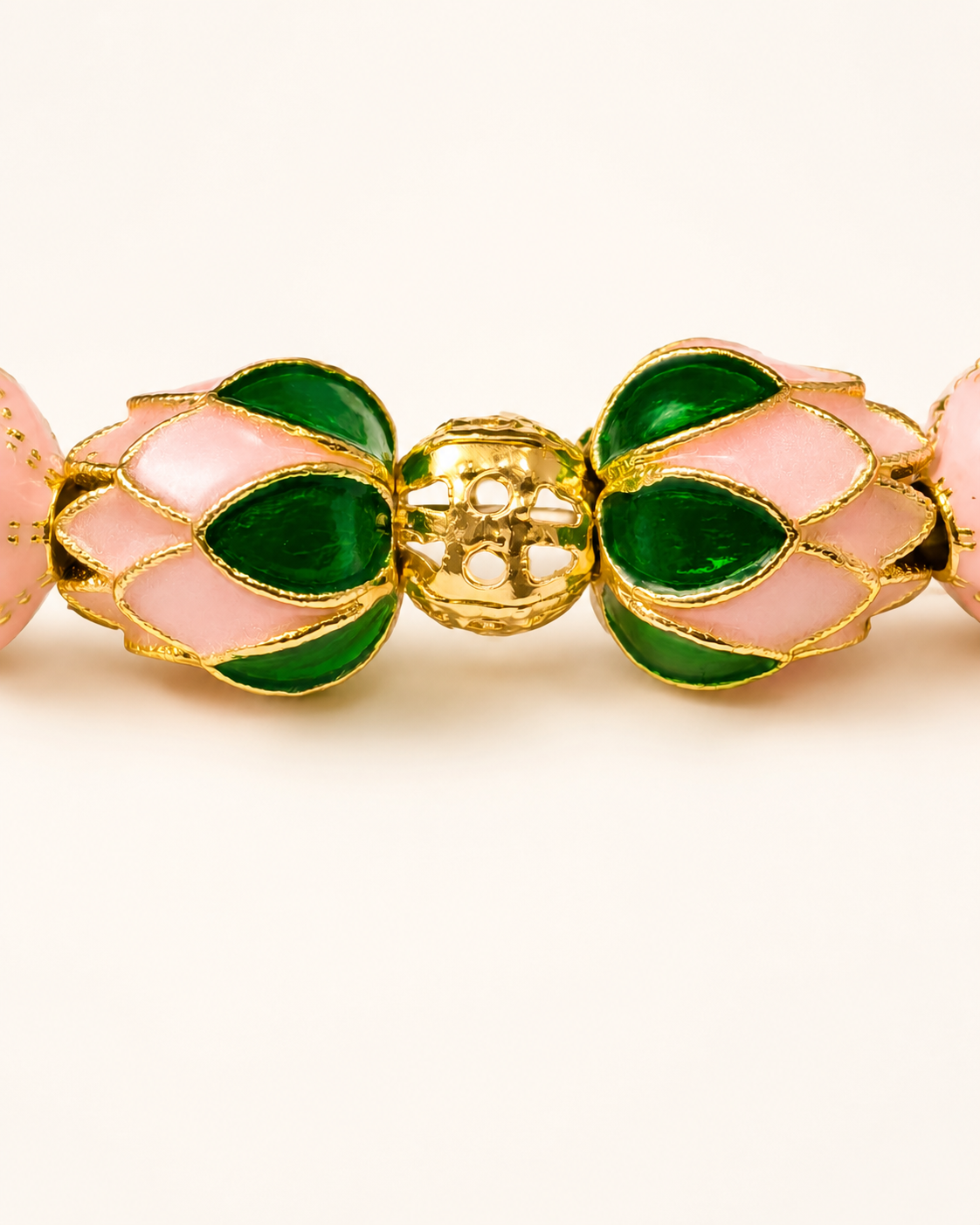 Soft Heart | Blush Pink Agarwood & Enamel Bracelet