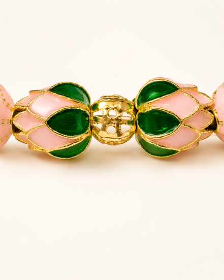 Soft Heart | Blush Pink Agarwood & Enamel Bracelet