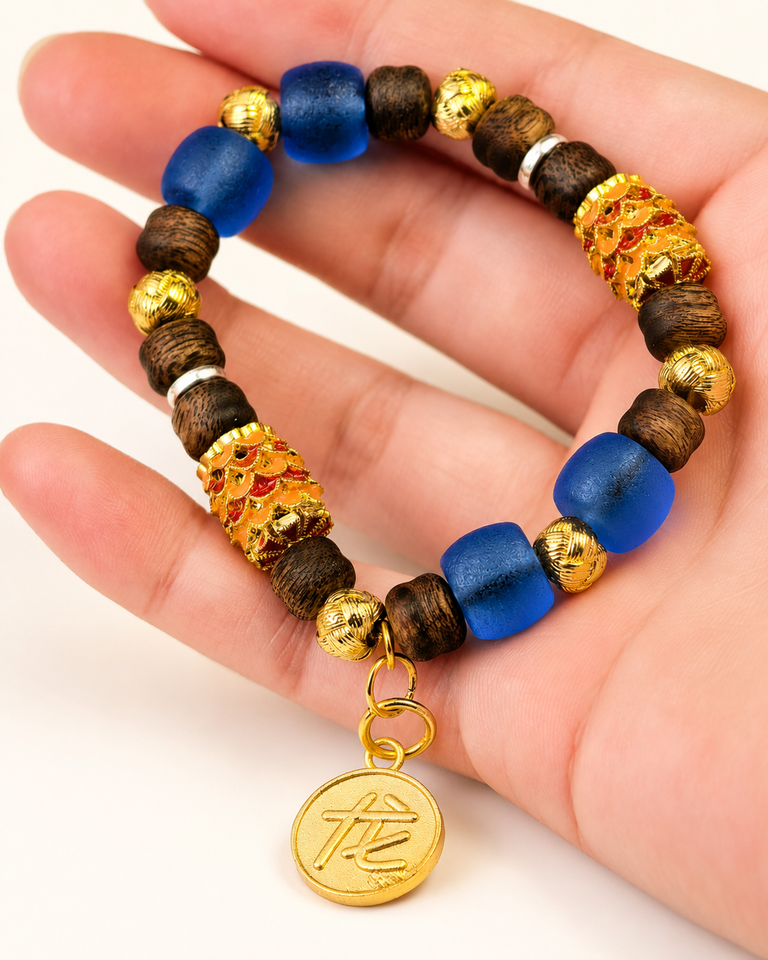 Quiet Tide | Royal Blue Agarwood & Enamel Bracelet