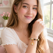 Gentle Bloom | Blush Pink Agarwood & Enamel Bracelet