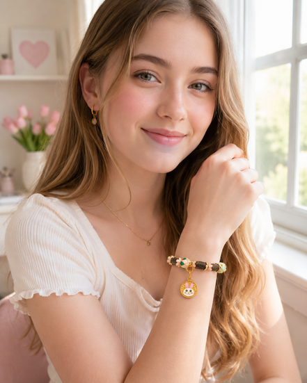 Gentle Bloom | Blush Pink Agarwood & Enamel Bracelet