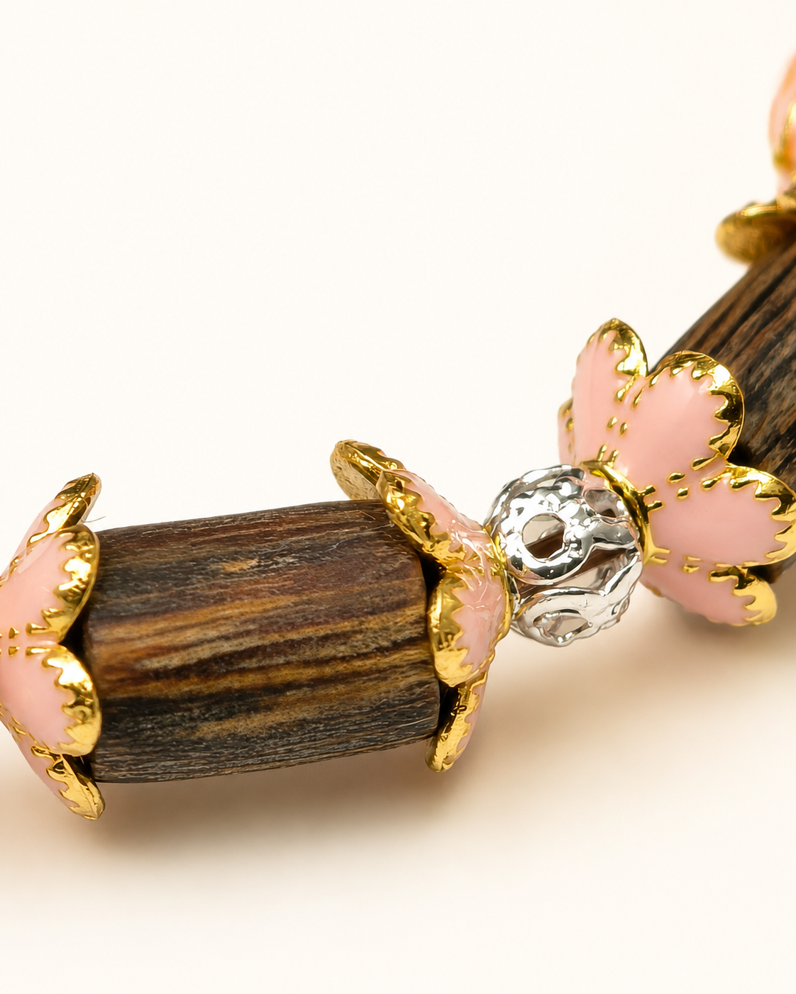 Soft Heart | Blush Pink Agarwood & Enamel Bracelet