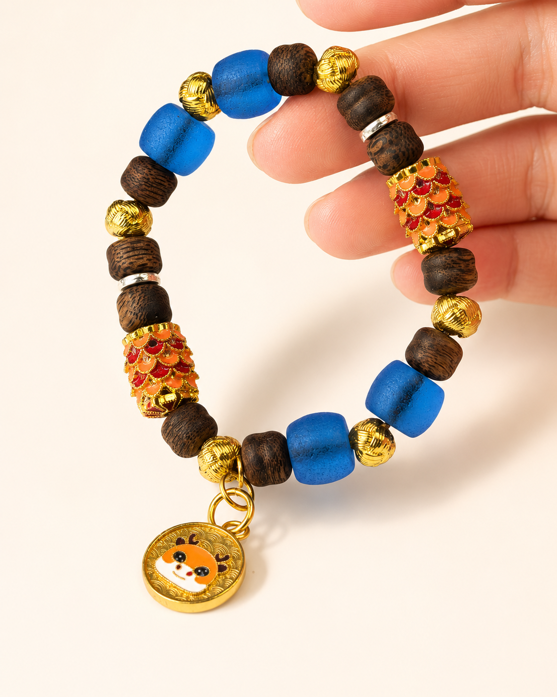 Quiet Tide | Royal Blue Agarwood & Enamel Bracelet