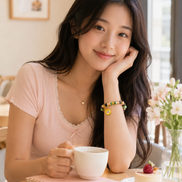 Soft Heart | Blush Pink Agarwood & Enamel Bracelet