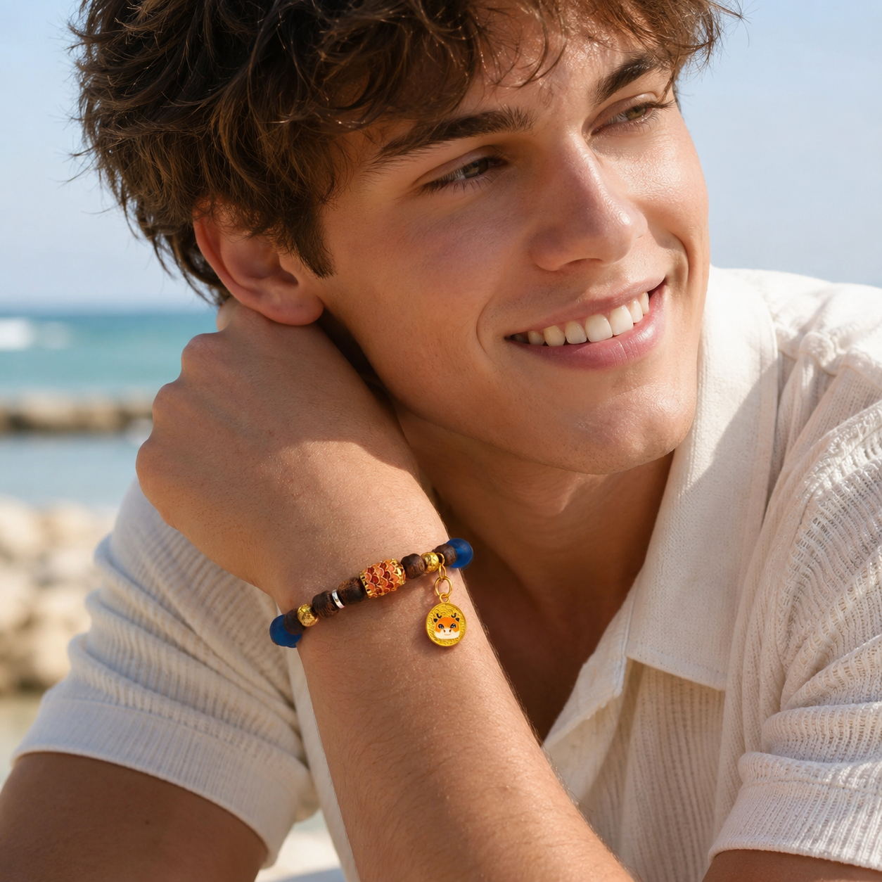 Quiet Tide | Royal Blue Agarwood & Enamel Bracelet
