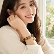 Soft Heart | Blush Pink Agarwood & Enamel Bracelet