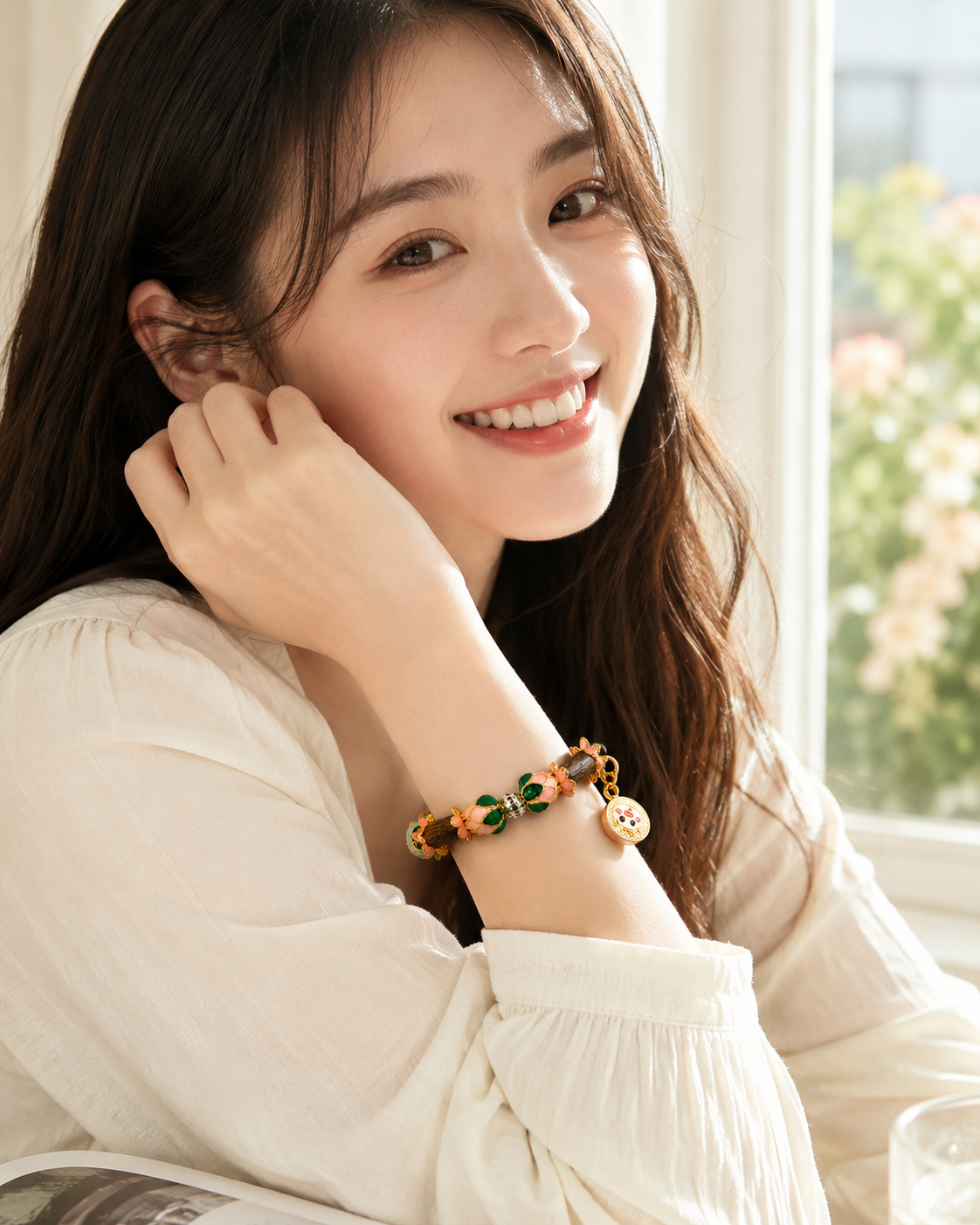Soft Heart | Blush Pink Agarwood & Enamel Bracelet