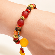 Enduring Flame | Burgundy Agarwood & Enamel Bracelet