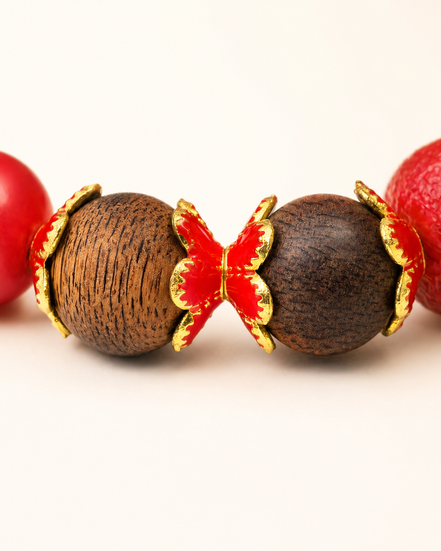 Enduring Flame | Burgundy Agarwood & Enamel Bracelet