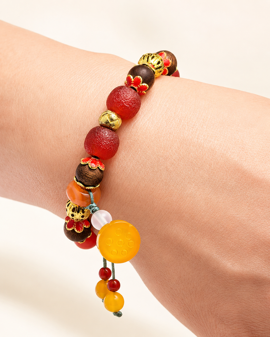Enduring Flame agarwood bracelet worn on wrist