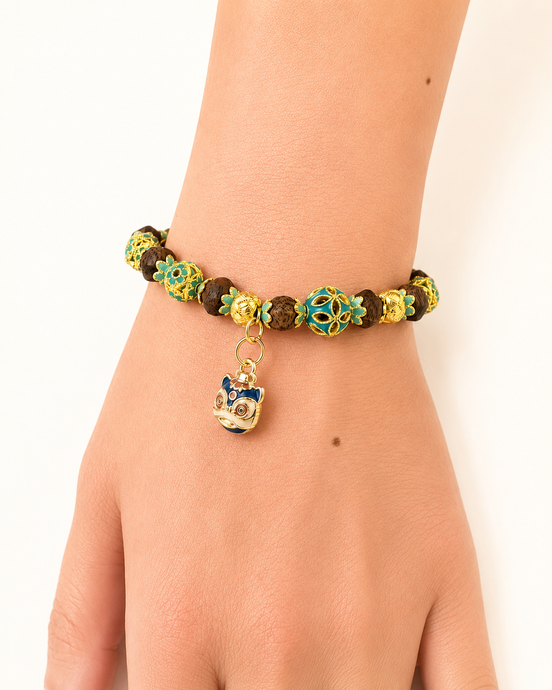 Teen wearing Open Sky lake blue agarwood bracelet